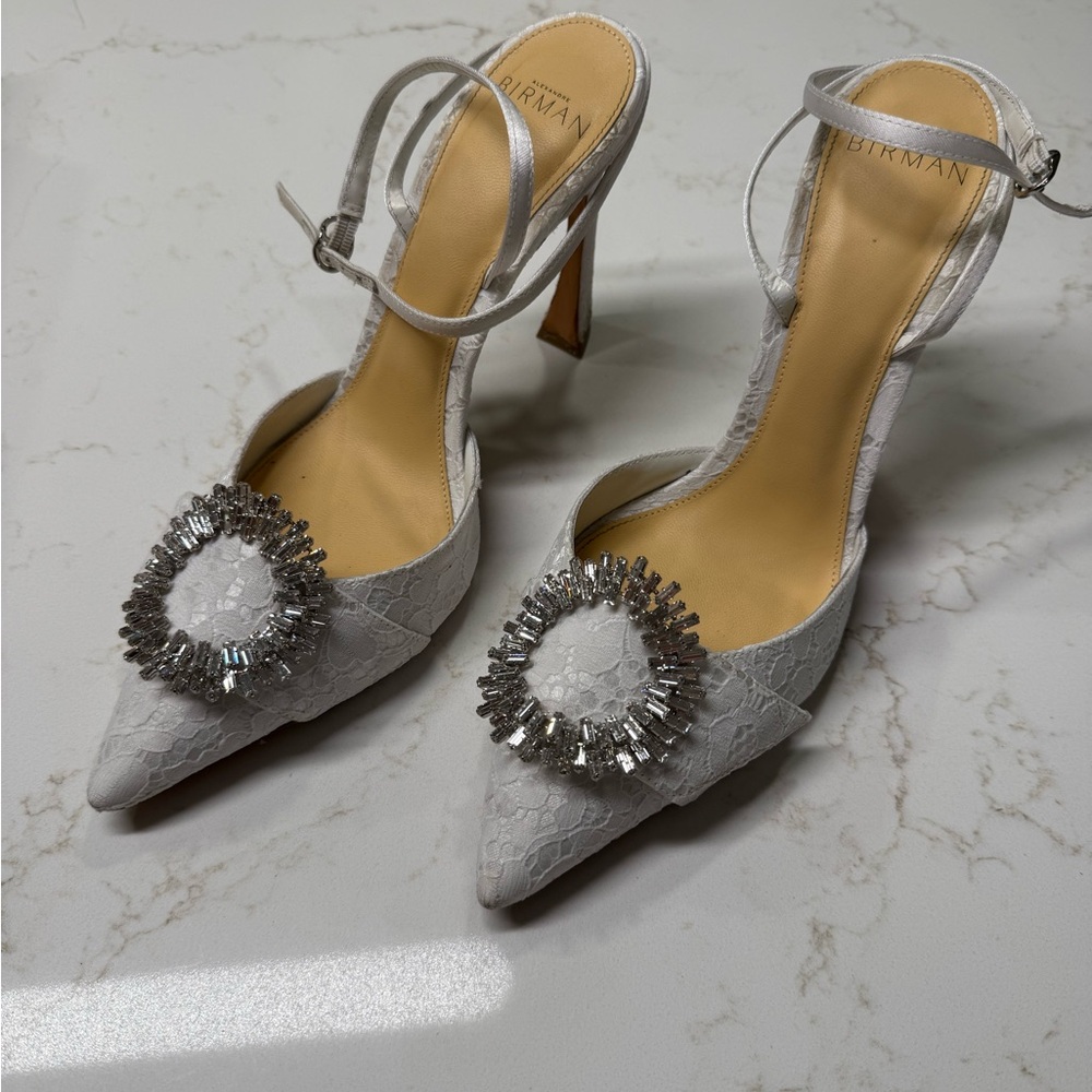 Alexandre Birman Silver Heels with Crystal Embellishment